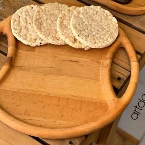 سینی دایره دسته دار آرت دکو چوب
