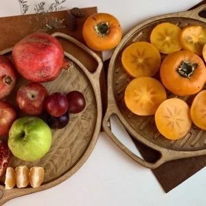 سینی دایره دسته مستطیل آرت دکو چوب