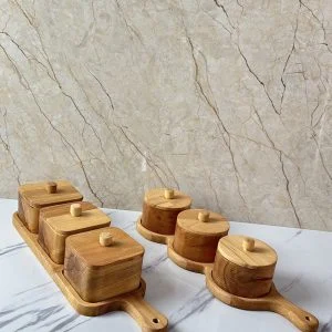 اردوخری دسته راکتی با قندان مربع آرت دکو چوب