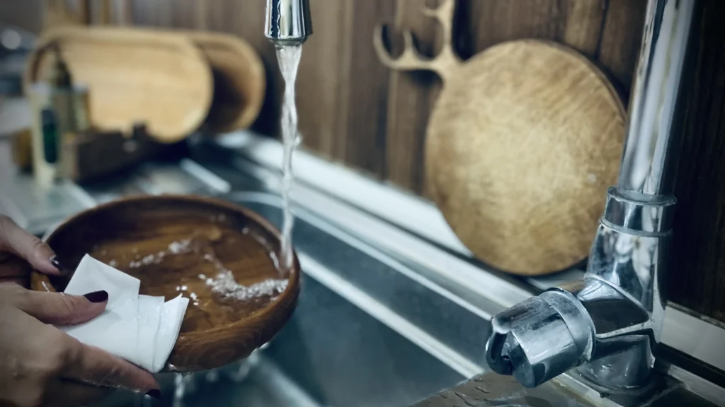 شستشوی ظروف چوبی با دست