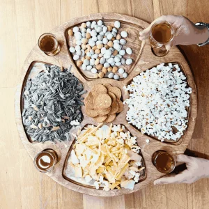 میز مزه 4 نفره چیدمانی آرت دکو چوب